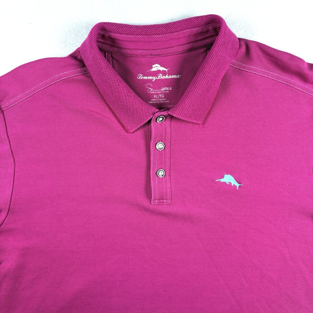 Tommy Bahama Emfielder Polo Mens XL Purple Magenta T20856 Blue Marlin Logo